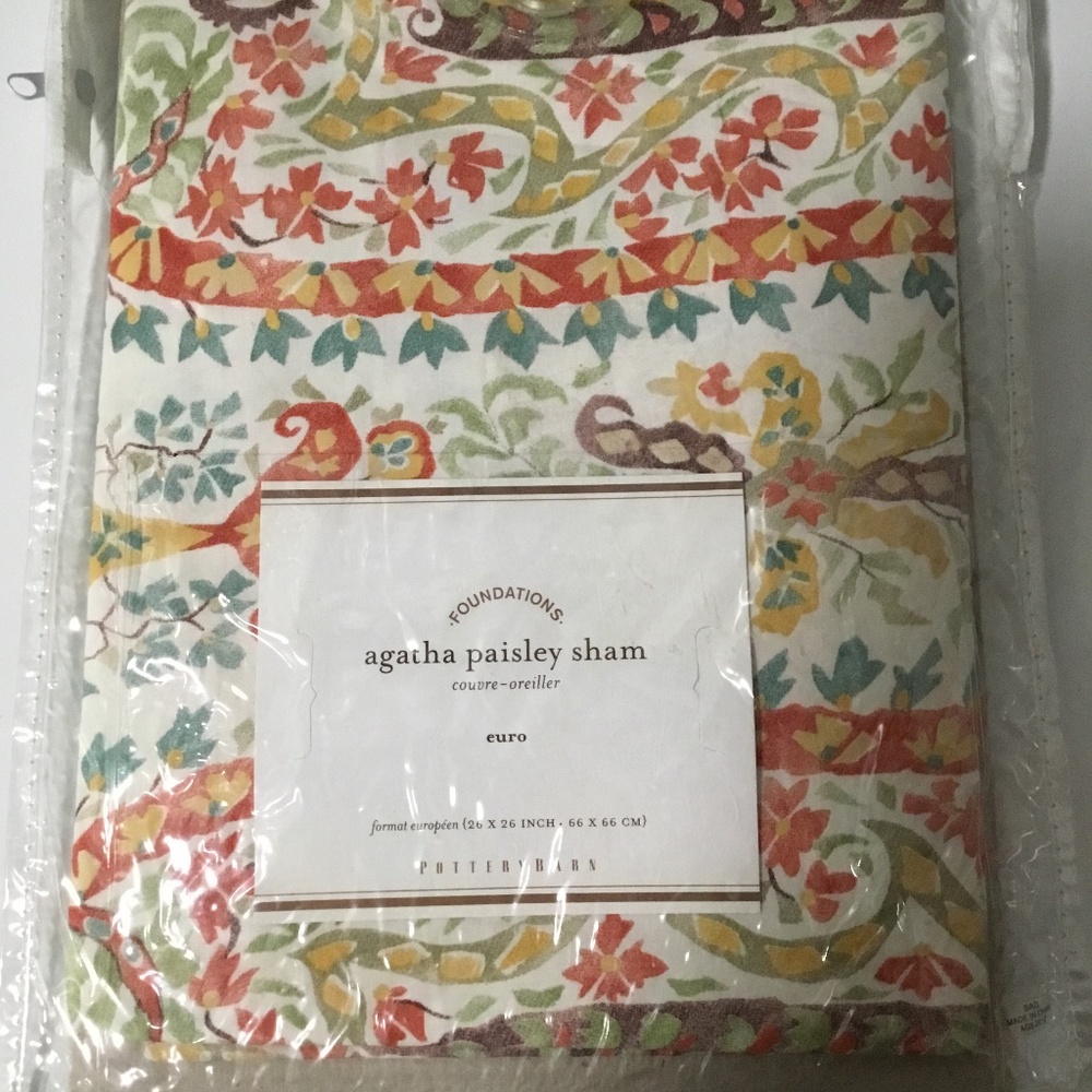 Pottery Barn Agatha Paisley Euro Sham PAIR